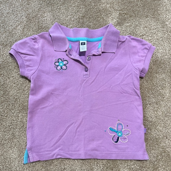 Baby Gap Other - GAP Lilac Kids Polo with Floral Design EUC